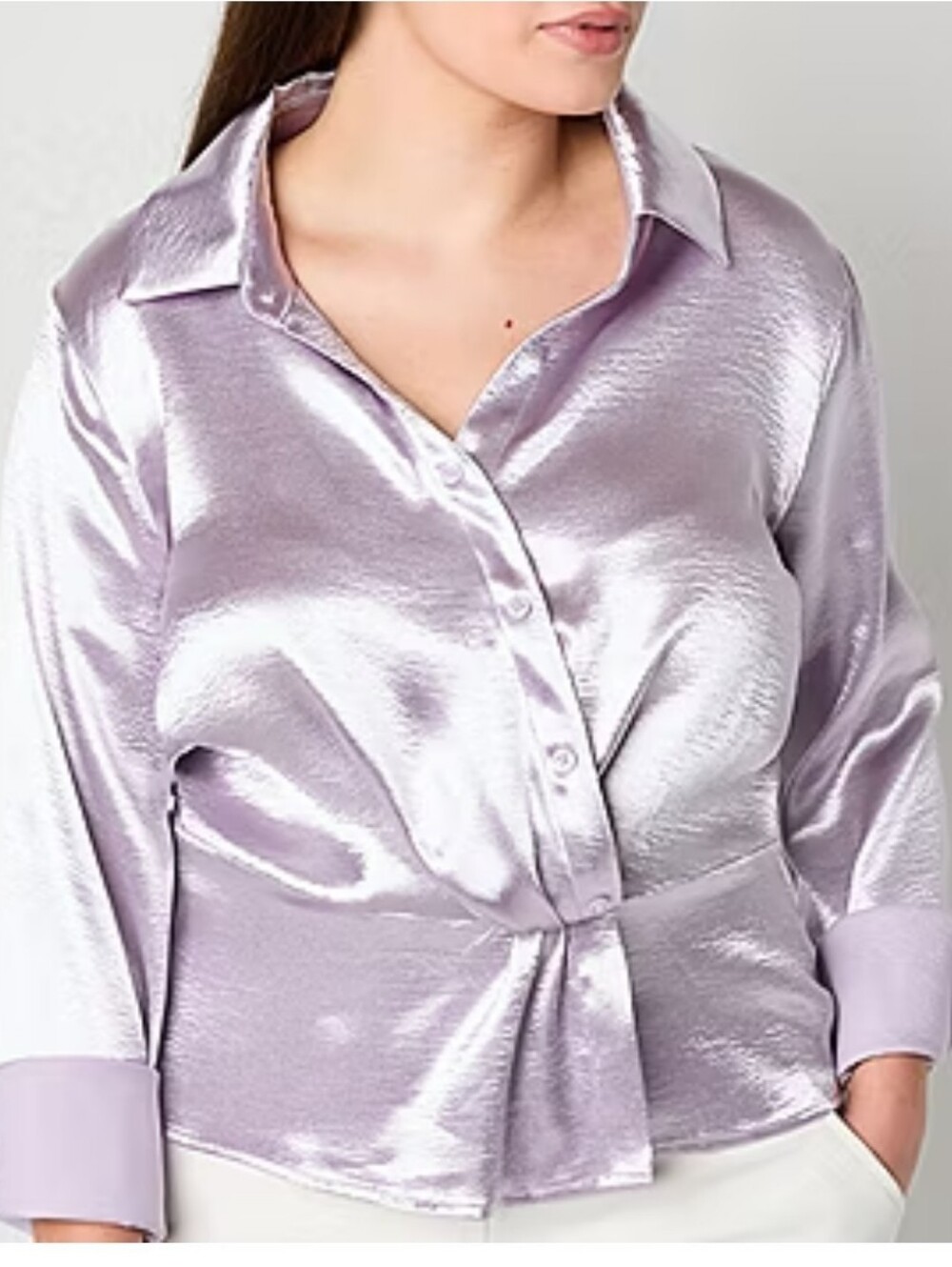 Worthington Long Sleeve Satin Blouse